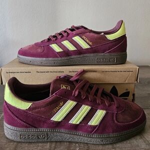adidas Spezial Burgundy Suede Sneakers with Lime Accents